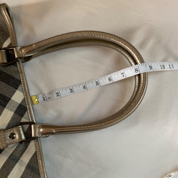 Burberry Metallic Beat Check Shimmer Canvas & Leather Snap Tote - Picture 8 of 16
